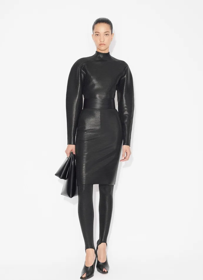 Black Coated Pencil Skirt Women Alaa Skirts
