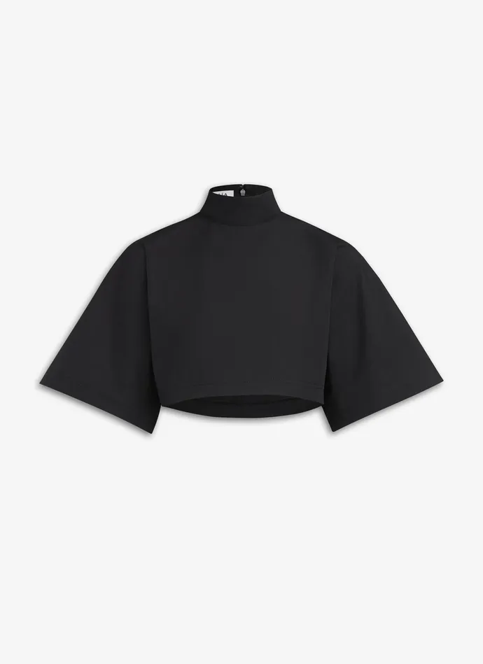 Black COTTON POPLIN HIGHNECK TOP Women Alaa Tops and Shirts