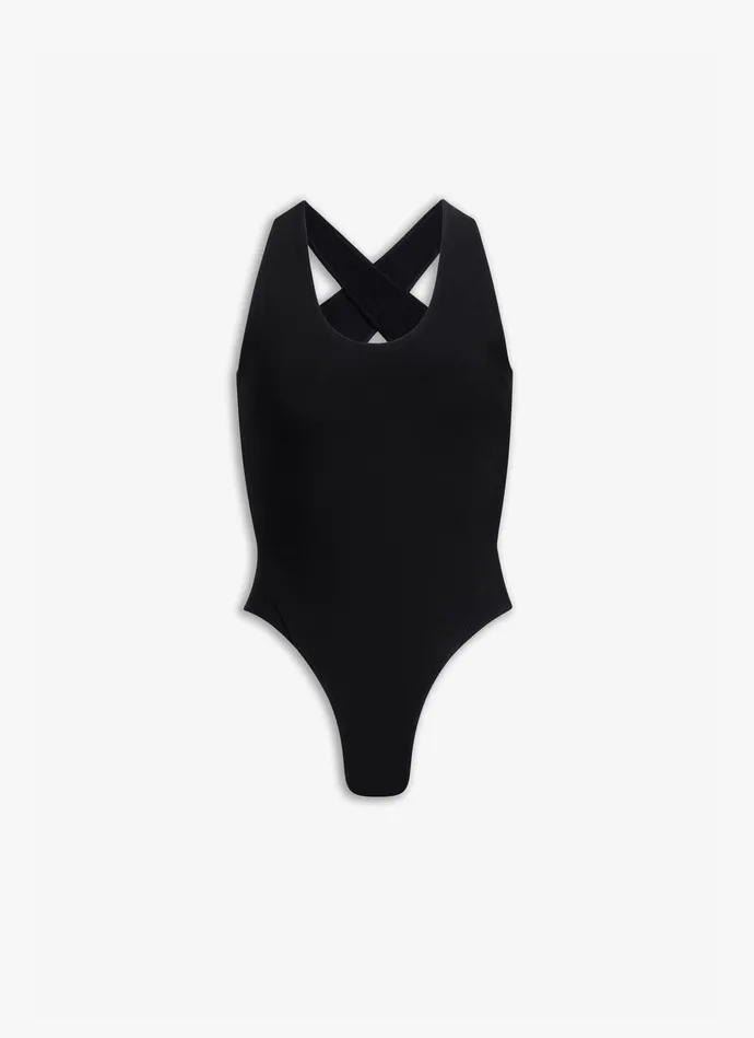 Black CROSSBACK BODY Women Alaa Bodysuits and Leggings