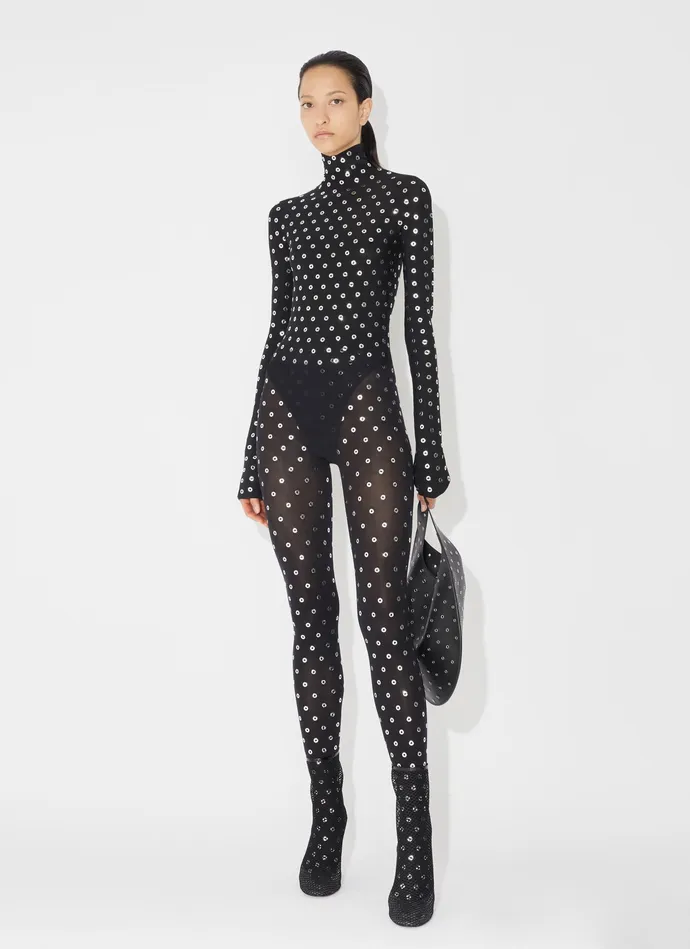 Black Eyelet Tights Women Alaa Bodysuits and Leggings