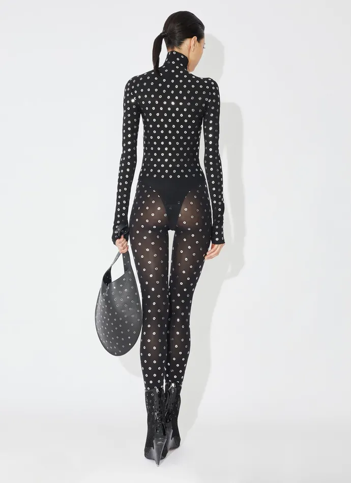 Black Eyelet Tights Women Alaa Bodysuits and Leggings