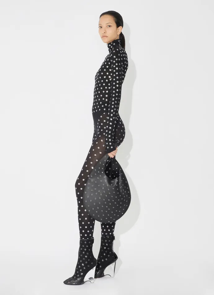 Black Eyelet Tights Women Alaa Bodysuits and Leggings
