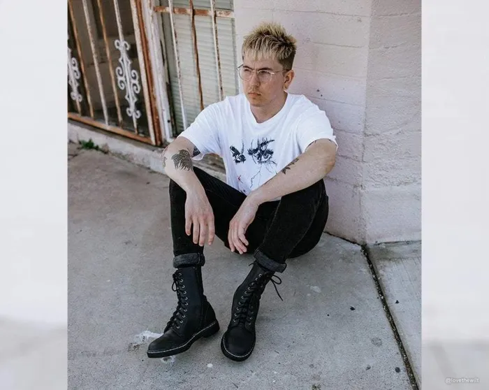 Black Faux Leather 10Eyelet Gibson Boots Men TUK Shoes Vegan Black Faux Leather 10Eyelet Gibson Boots Men TUK Shoes Vegan