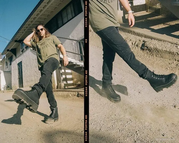 Black Faux Leather 7Eyelet Dino Lug Sole Boots Men TUK Shoes Vegan Black Faux Leather 7Eyelet Dino Lug Sole Boots Men TUK Shoes Vegan