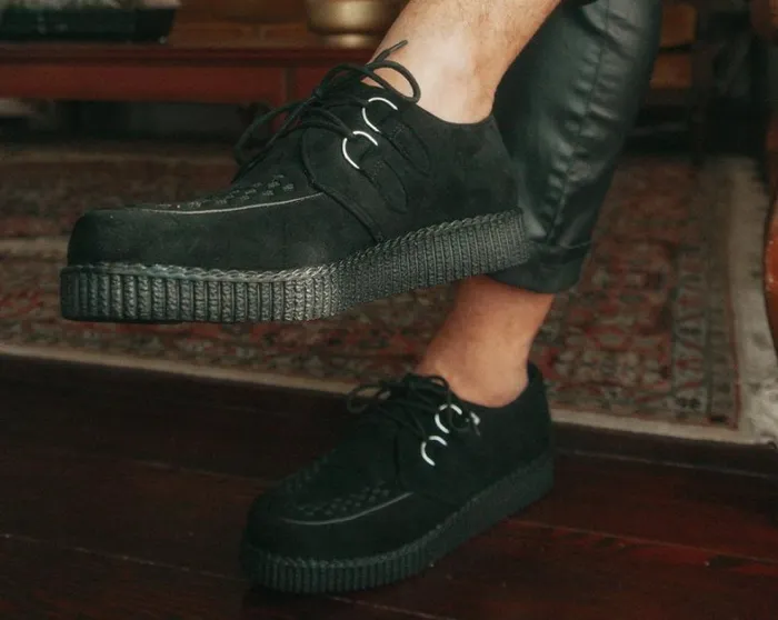 Black Faux Suede Viva Low Creeper Men TUK Shoes Vegan