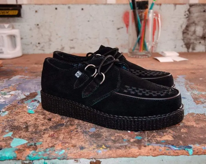 Black Faux Suede Viva Low Creeper Men TUK Shoes Vegan