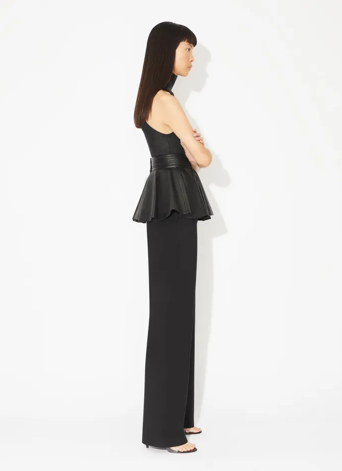 Black HIGH NECK COATED BODY Women Alaa Bodysuits and Leggings
