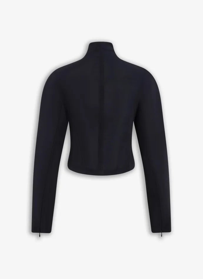 Black HIGHNECK CROPPED JACKET Women Alaa Coats and Jackets