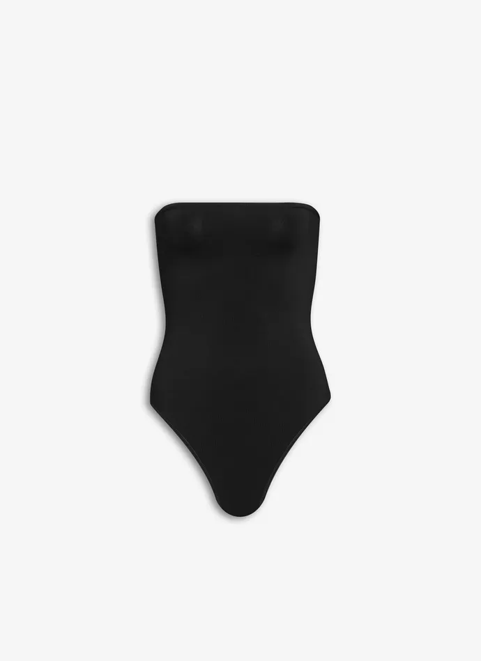 Black STRAPLESS BODY IN STRETCH KNIT Women Alaa Bodysuits and Leggings