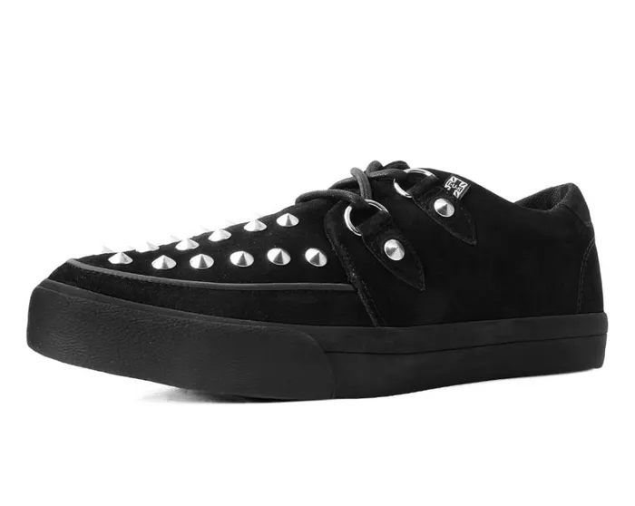 Black Suede Studded DRing Sneaker Women TUK Shoes Sneakers