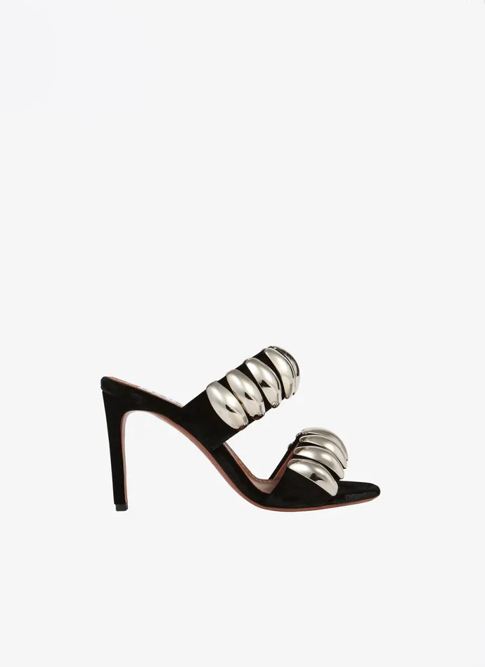 Black TRIBAL VELVET MULES Women Alaa Mules