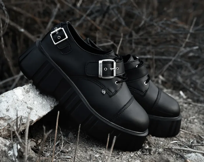 Black TUKskin 2Buckle Anarchic Airship Gibson Women TUK Shoes Vegan Black TUKskin 2Buckle Anarchic Airship Gibson Women TUK Shoes Vegan