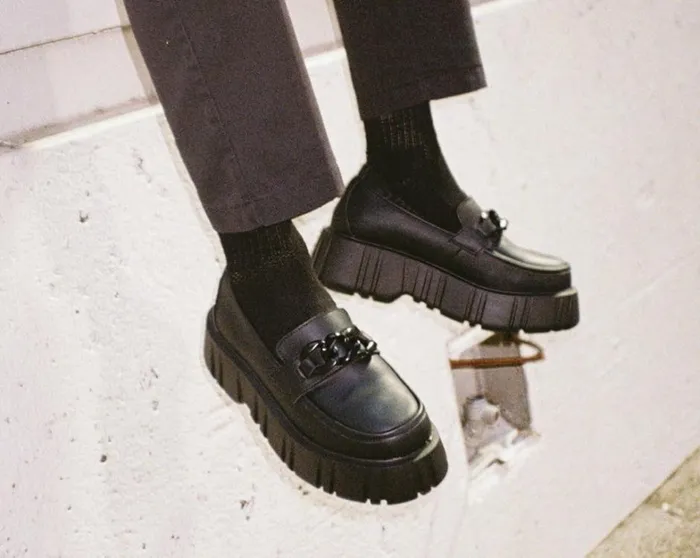 Black TUKskin Anarchic Airship Chain Loafer Women TUK Shoes Platforms Black TUKskin Anarchic Airship Chain Loafer Women TUK Shoes Platforms