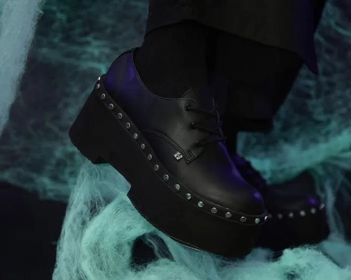 Black TUKskin Dino Flat Platform Women TUK Shoes Platforms