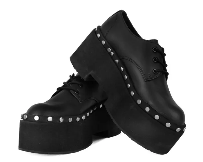 Black TUKskin Dino Flat Platform Women TUK Shoes Platforms