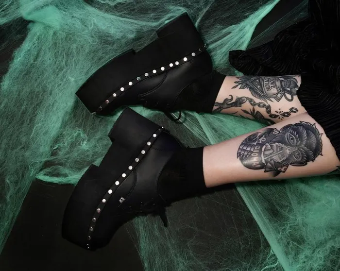 Black TUKskin Dino Flat Platform Women TUK Shoes Platforms