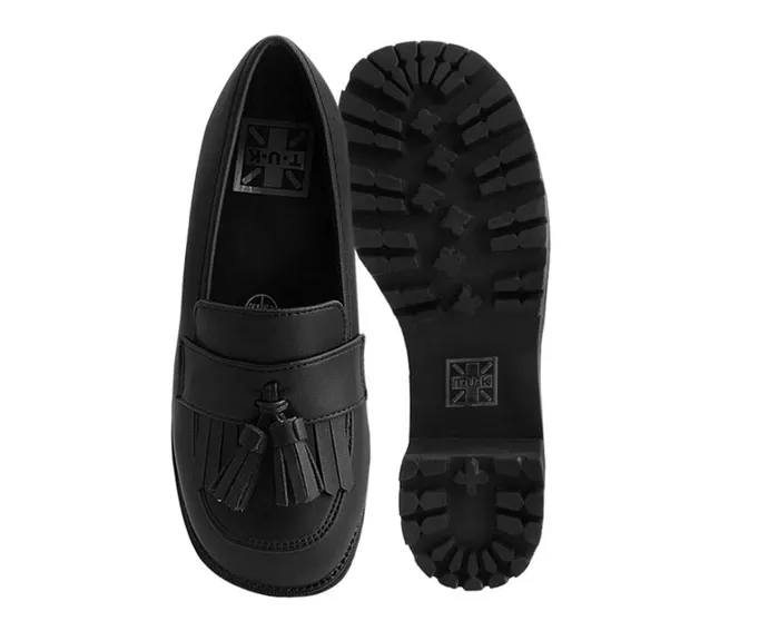 Black TUKskin Fringe Loafer Platform Women TUK Shoes Platforms Black TUKskin Fringe Loafer Platform Women TUK Shoes Platforms