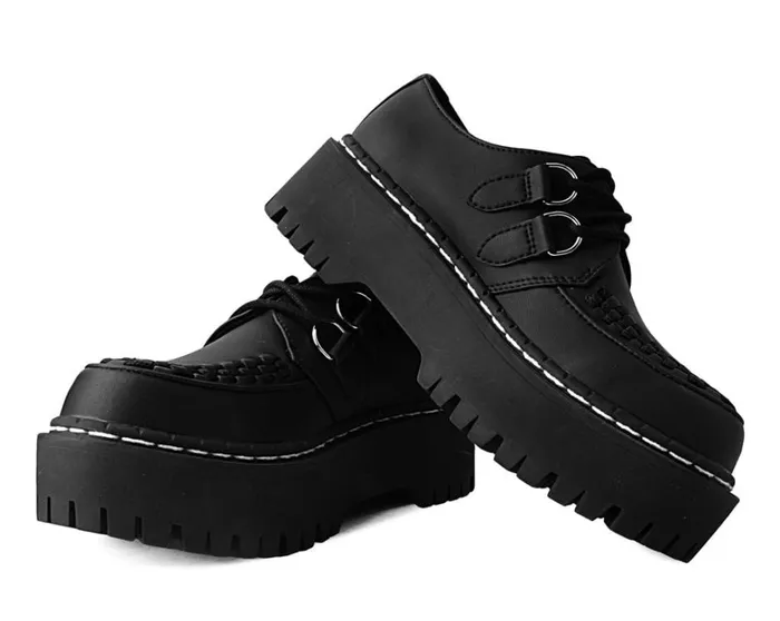 Black TUKskin Interlace Double Decker Creeper Women TUK Shoes Vegan Black TUKskin Interlace Double Decker Creeper Women TUK Shoes Vegan