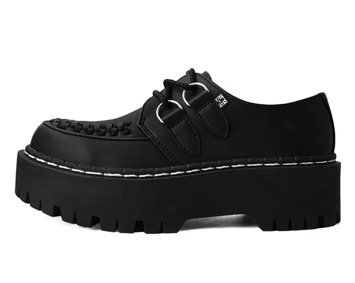 Black TUKskin Interlace Double Decker Creeper Women TUK Shoes Vegan Black TUKskin Interlace Double Decker Creeper Women TUK Shoes Vegan