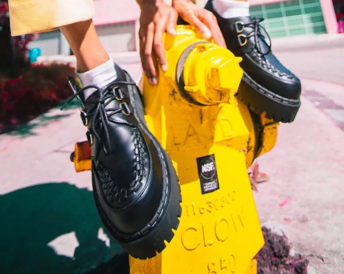Black TUKskin Interlace Double Decker Creeper Women TUK Shoes Vegan Black TUKskin Interlace Double Decker Creeper Women TUK Shoes Vegan