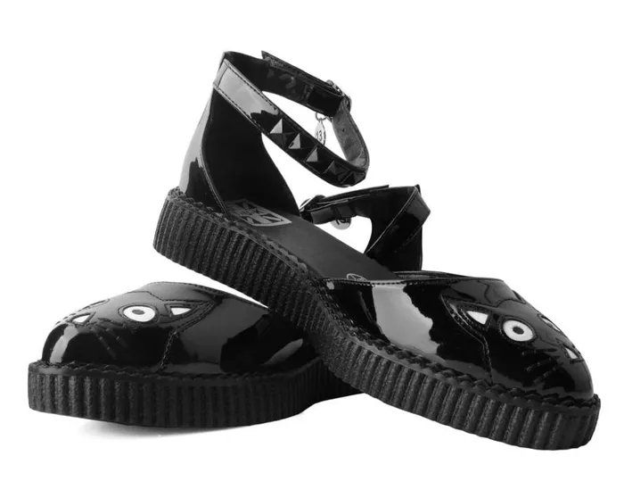 Black TUKskin Pointed Kitty Face Sandal Women TUK Shoes Mary Janes Black TUKskin Pointed Kitty Face Sandal Women TUK Shoes Mary Janes