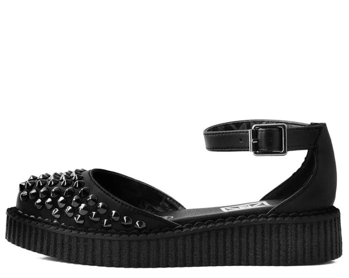 Black TUKskin Pointed Spike Studded Ankle Strap Sandals Women TUK Shoes Sandals Black TUKskin Pointed Spike Studded Ankle Strap Sandals Women TUK Shoes Sandals