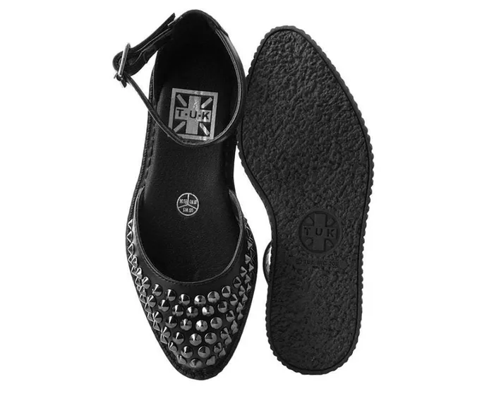 Black TUKskin Pointed Spike Studded Ankle Strap Sandals Women TUK Shoes Sandals Black TUKskin Pointed Spike Studded Ankle Strap Sandals Women TUK Shoes Sandals
