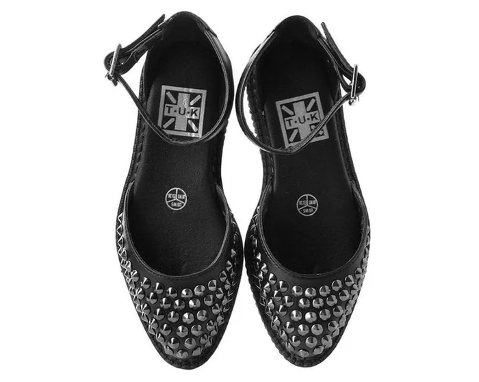 Black TUKskin Pointed Spike Studded Ankle Strap Sandals Women TUK Shoes Sandals Black TUKskin Pointed Spike Studded Ankle Strap Sandals Women TUK Shoes Sandals