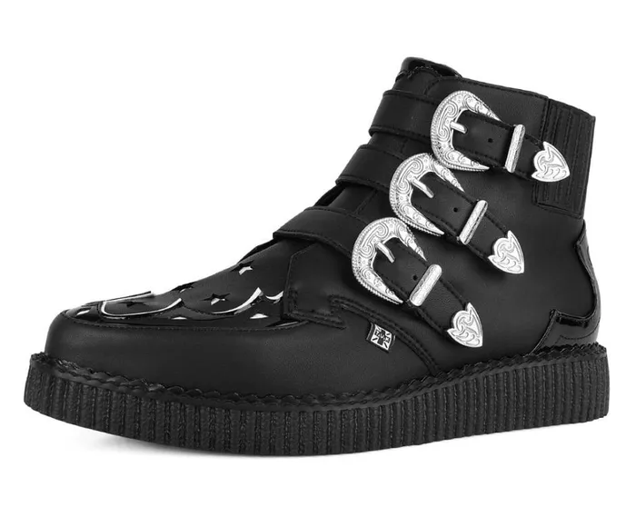 Black TUKskin Western Star 3Buckle Pointed Boot Women TUK Shoes Boots
