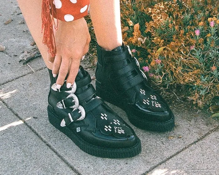 Black TUKskin Western Vegan 3Buckle Pointed Creeper Boots Men TUK Shoes Vegan Black TUKskin Western Vegan 3Buckle Pointed Creeper Boots Men TUK Shoes Vegan