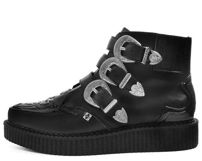 Black TUKskin Western Vegan 3Buckle Pointed Creeper Boots Men TUK Shoes Vegan Black TUKskin Western Vegan 3Buckle Pointed Creeper Boots Men TUK Shoes Vegan