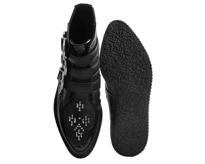 Black TUKskin Western Vegan 3Buckle Pointed Creeper Boots Men TUK Shoes Vegan Black TUKskin Western Vegan 3Buckle Pointed Creeper Boots Men TUK Shoes Vegan