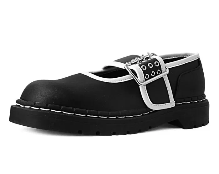 Black TUKskin White Trim 3Prong Anarchic Mary Jane Women TUK Shoes Mary Janes Black TUKskin White Trim 3Prong Anarchic Mary Jane Women TUK Shoes Mary Janes