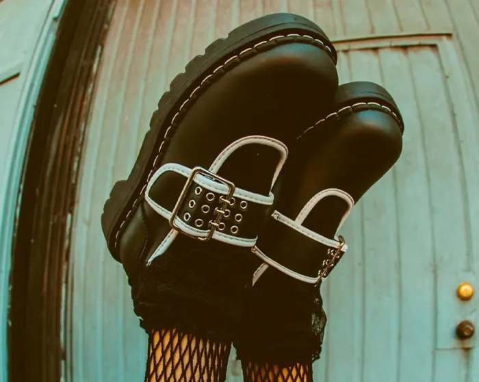 Black TUKskin White Trim 3Prong Anarchic Mary Jane Women TUK Shoes Mary Janes Black TUKskin White Trim 3Prong Anarchic Mary Jane Women TUK Shoes Mary Janes