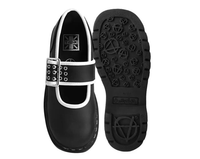 Black TUKskin White Trim 3Prong Anarchic Mary Jane Women TUK Shoes Mary Janes Black TUKskin White Trim 3Prong Anarchic Mary Jane Women TUK Shoes Mary Janes
