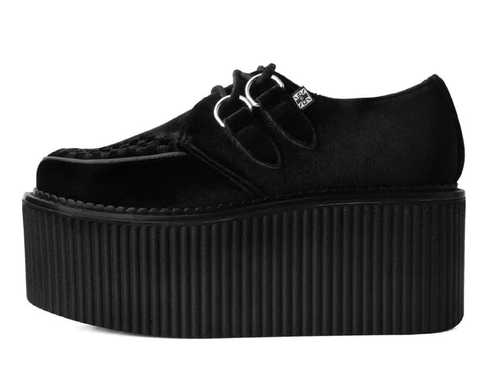 Black Velvet Stratocreeper Women TUK Shoes Platforms Black Velvet Stratocreeper Women TUK Shoes Platforms