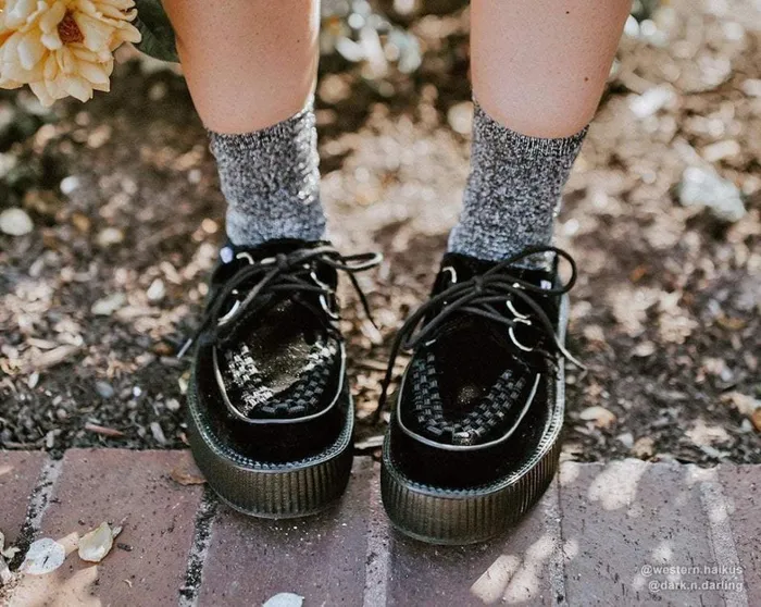 Black Velvet Vegan Viva Mondo Creepers Women TUK Shoes Vegan Black Velvet Vegan Viva Mondo Creepers Women TUK Shoes Vegan