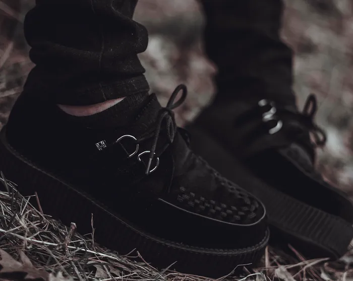 Black Velvet Vegan Viva Mondo Creepers Women TUK Shoes Vegan Black Velvet Vegan Viva Mondo Creepers Women TUK Shoes Vegan