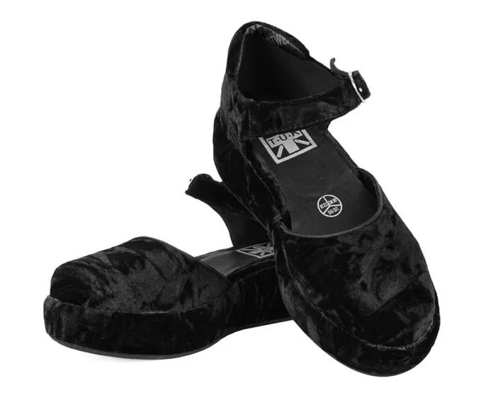Black Velvet Wrapped Mary Jane Women TUK Shoes Platforms Black Velvet Wrapped Mary Jane Women TUK Shoes Platforms