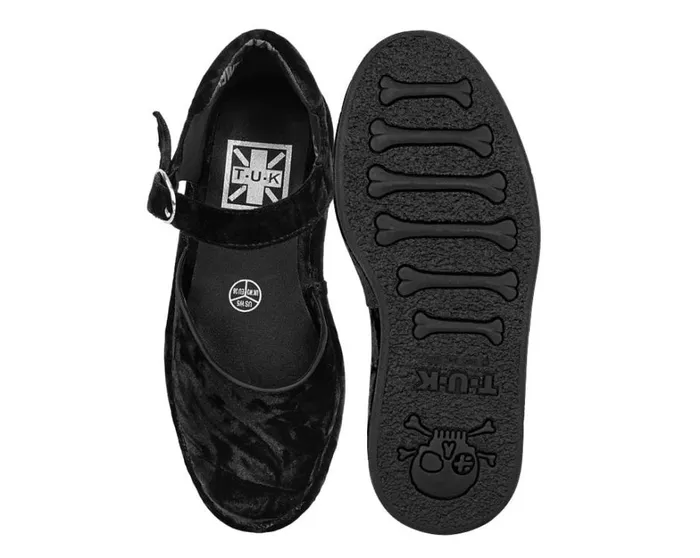 Black Velvet Wrapped Mary Jane Women TUK Shoes Platforms Black Velvet Wrapped Mary Jane Women TUK Shoes Platforms