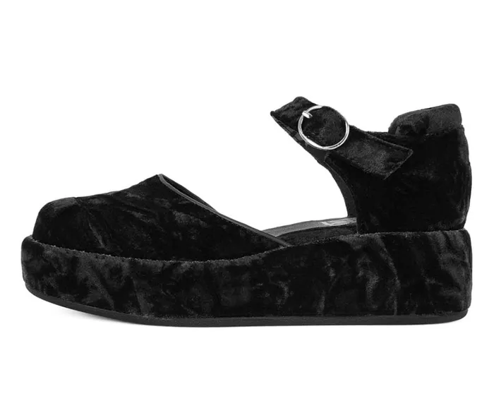 Black Velvet Wrapped Mary Jane Women TUK Shoes Platforms Black Velvet Wrapped Mary Jane Women TUK Shoes Platforms