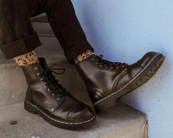 Black Waxy 7Eye Capped Toe Boot Women TUK Shoes Boots Black Waxy 7Eye Capped Toe Boot Women TUK Shoes Boots