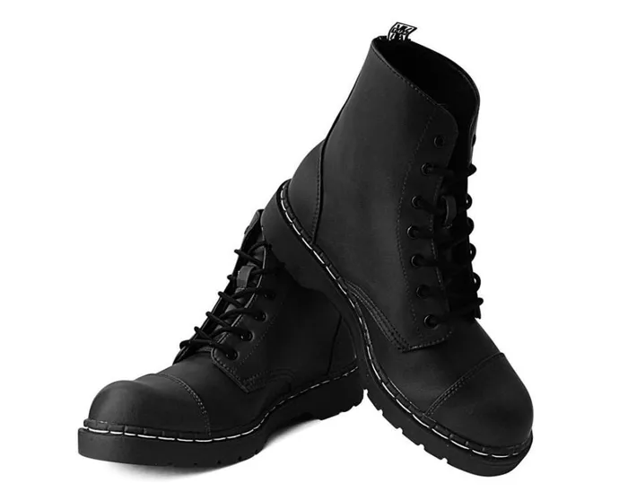 Black Waxy 7Eye Capped Toe Boot Women TUK Shoes Boots Black Waxy 7Eye Capped Toe Boot Women TUK Shoes Boots