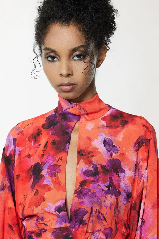 Blouses Women Patrizia Pepe Crepe Blouse Infrarouge Print