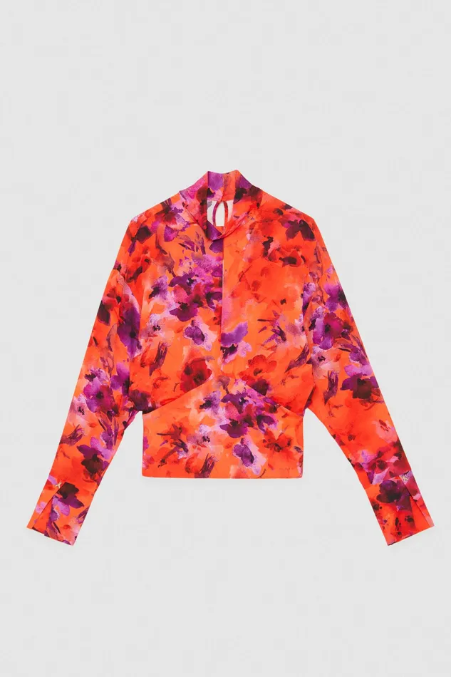 Blouses Women Patrizia Pepe Crepe Blouse Infrarouge Print
