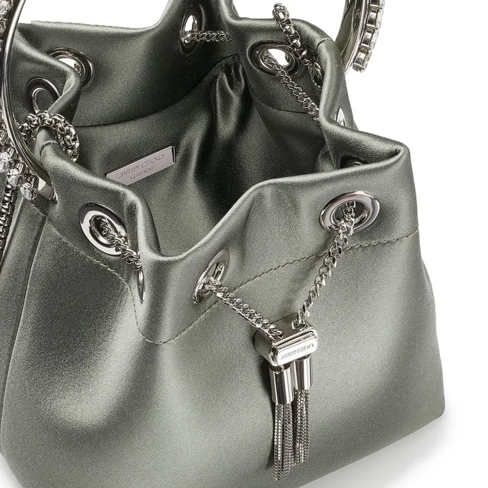 Bon Bon Cactus Satin Handbag With CrystalEmbellished Metal Handle Cactus Women JIMMY CHOO Evening Bags
