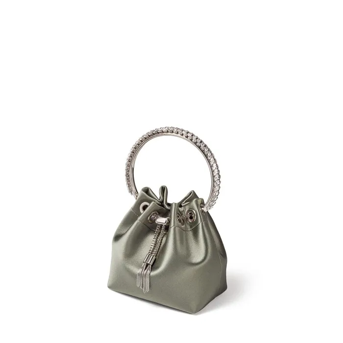 Bon Bon Cactus Satin Handbag With CrystalEmbellished Metal Handle Cactus Women JIMMY CHOO Evening Bags