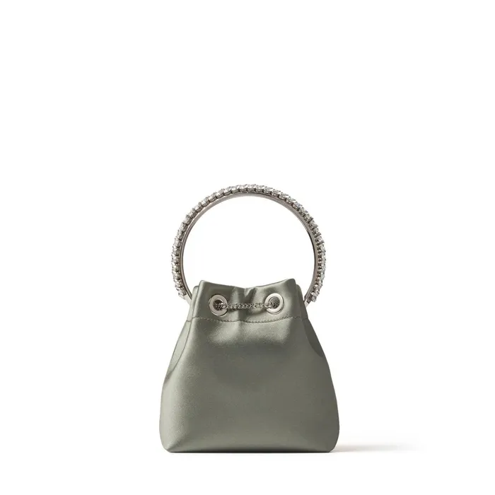 Bon Bon Cactus Satin Handbag With CrystalEmbellished Metal Handle Cactus Women JIMMY CHOO Evening Bags