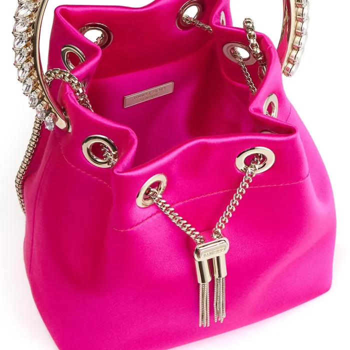 Bon Bon Fuchsia Satin Bag With Crystal Handle Fuchsia Women JIMMY CHOO Evening Bags