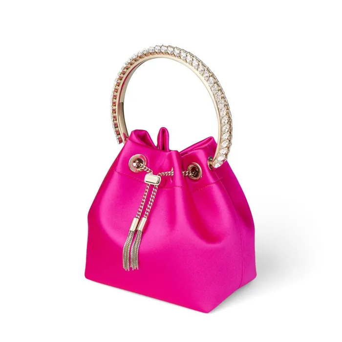 Bon Bon Fuchsia Satin Bag With Crystal Handle Fuchsia Women JIMMY CHOO Evening Bags